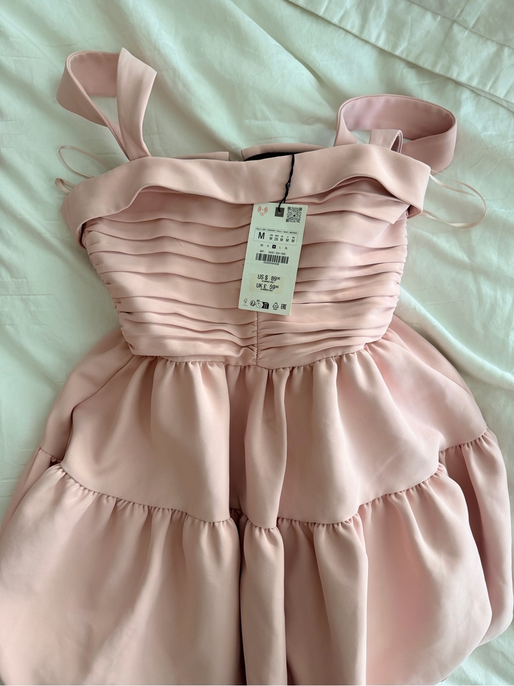 Zara Blush Pink Ruffled Bodice Party Dress